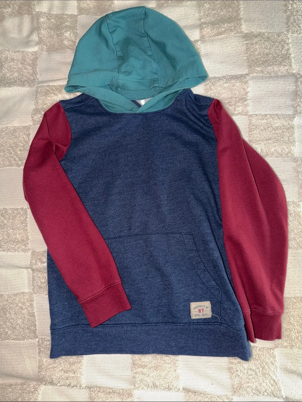 Carter's Tri-Color Kids Hoodie in Navy, Burgundy & Teal